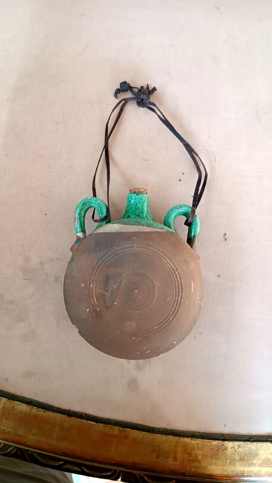 Antique Flask Water Bottle Oristano From Pellegrino 'Stangiada' Majolica