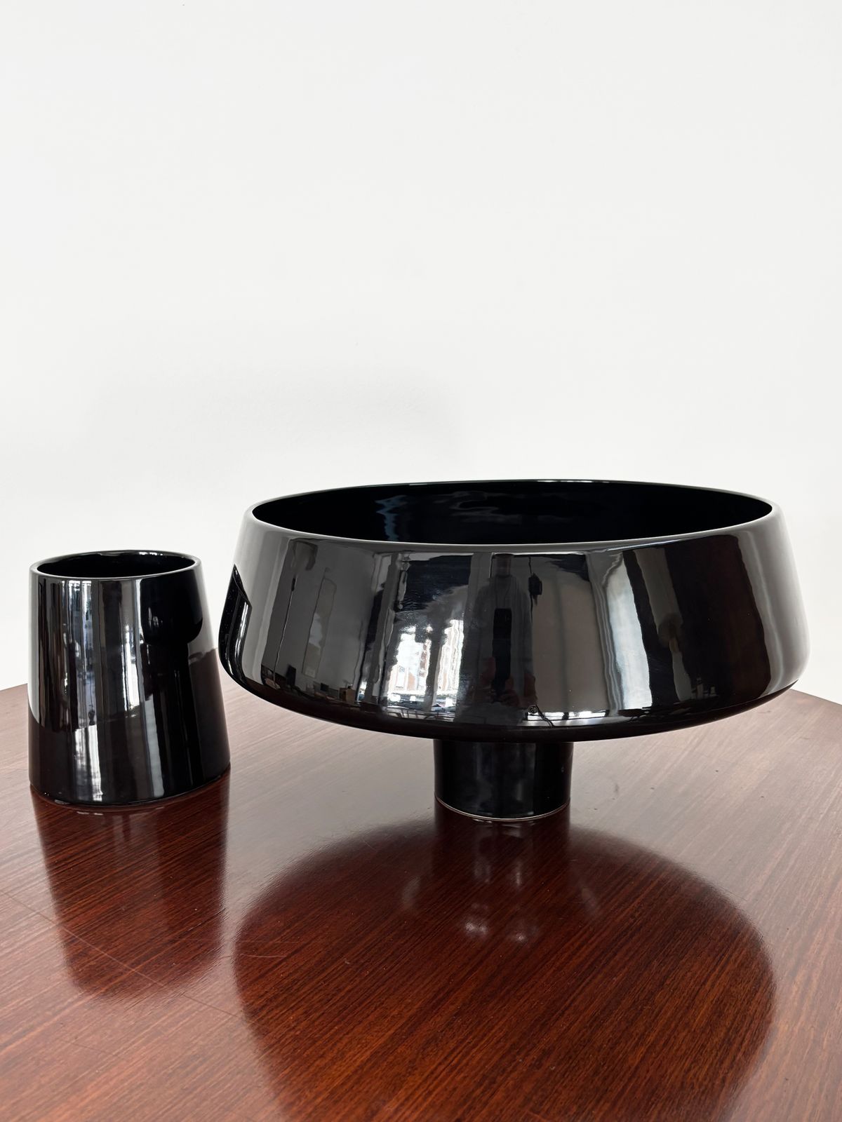Angelo Mangiarotti For Skipper Black Ceramic Planter, Italy 1980s photo buy