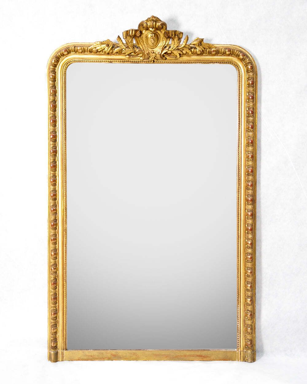 Large 19th C Louis Philippe Mirror With Ornate Shield Crest photo Home Decor