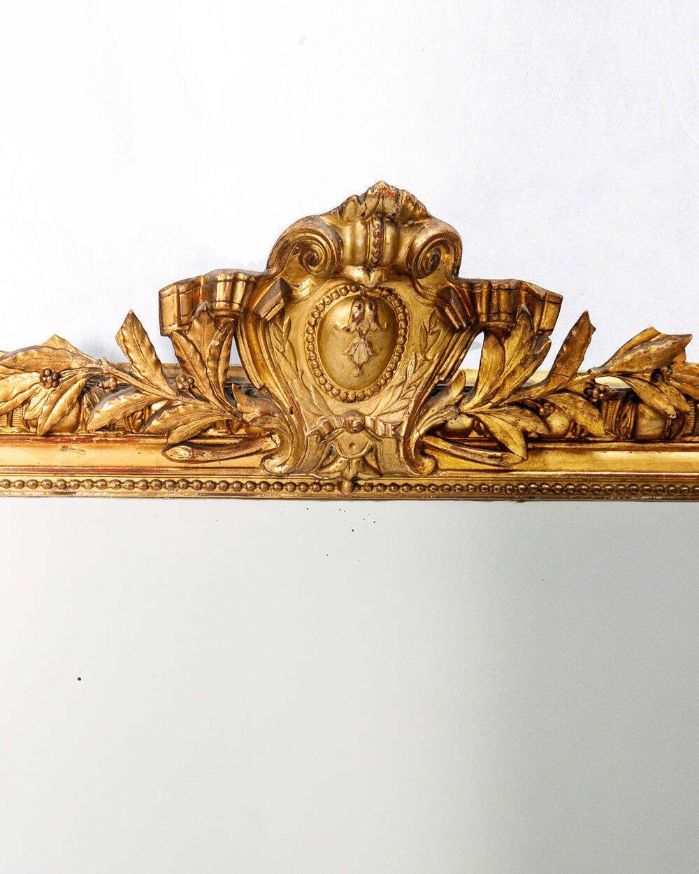 Large 19th C Louis Philippe Mirror With Ornate Shield Crest photo vintage