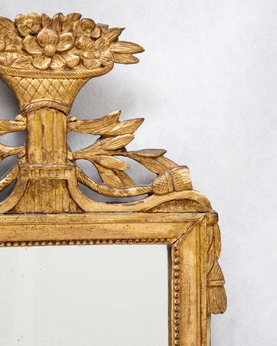 Small Antique French Louis XVI Marriage Mirror With Tassels photo for sale
