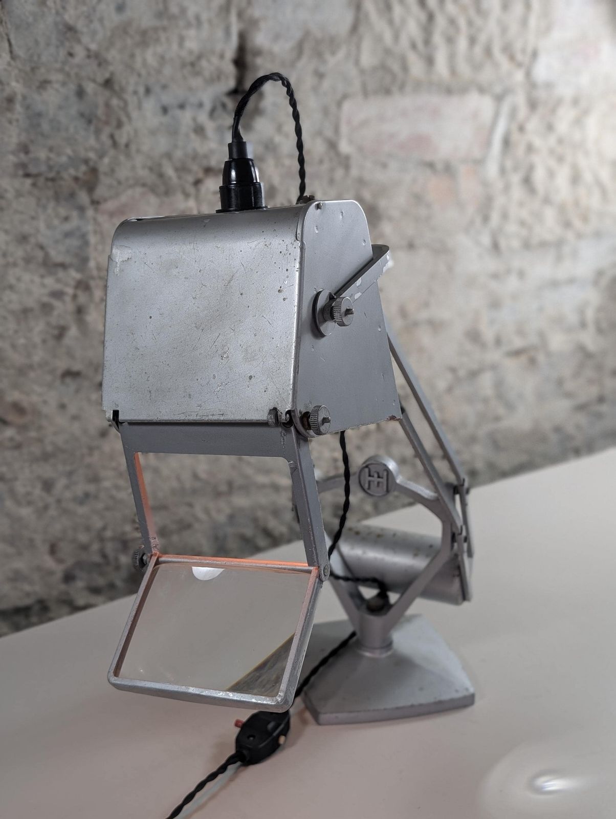 Iconic Horstman 'Pluslite' Magnifier Counter Balance Desk Table Lamp From 1950s, Made In England photo for sale