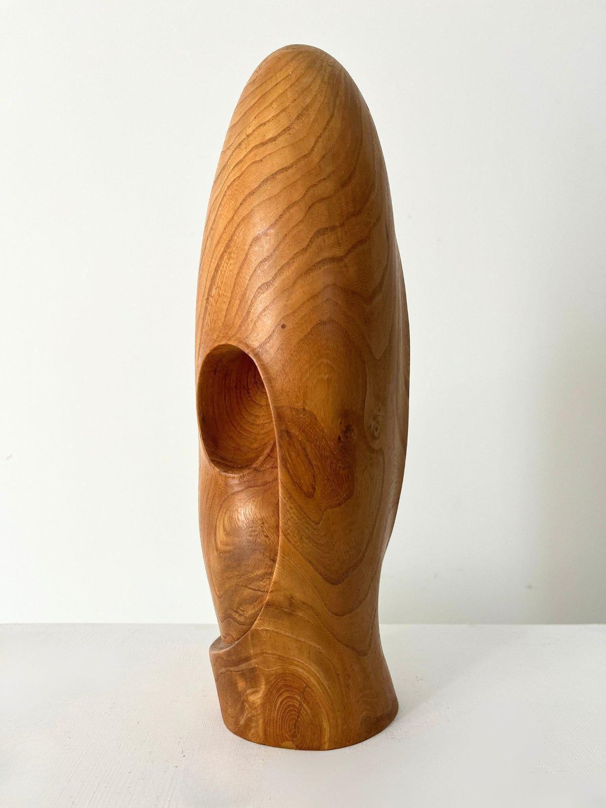 Fluid Mid Century Sculpture Carved By Hand In Solid Wood, Organic Abstract Vintage 20th Century Art Piece photo vintage