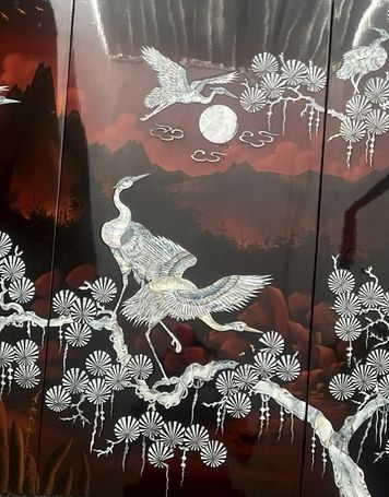 Vintage Set Of Wall Panels, Chinese  Display, Lacquer, Mother Of Pearl,
