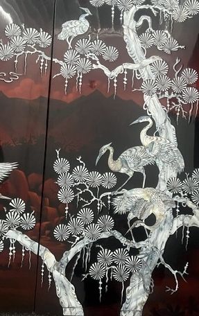 550.0 Vintage Set Of Wall Panels, Chinese  Display, Lacquer, Mother Of Pearl, photo