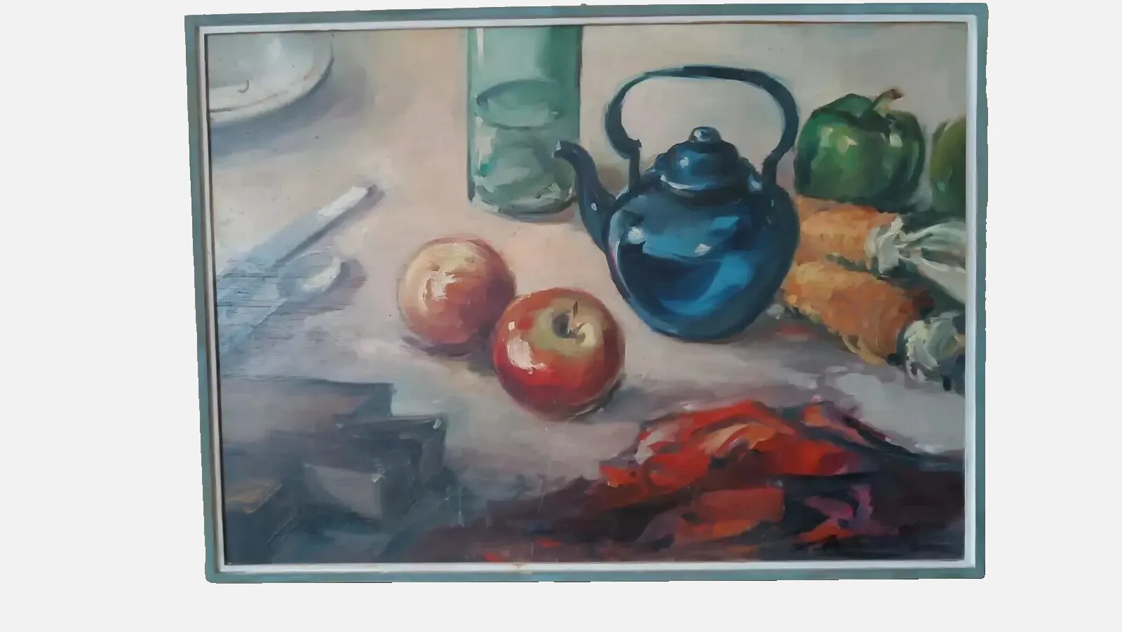 Painting Nature Still Fruit Oil On Plywood Years 50 Signed