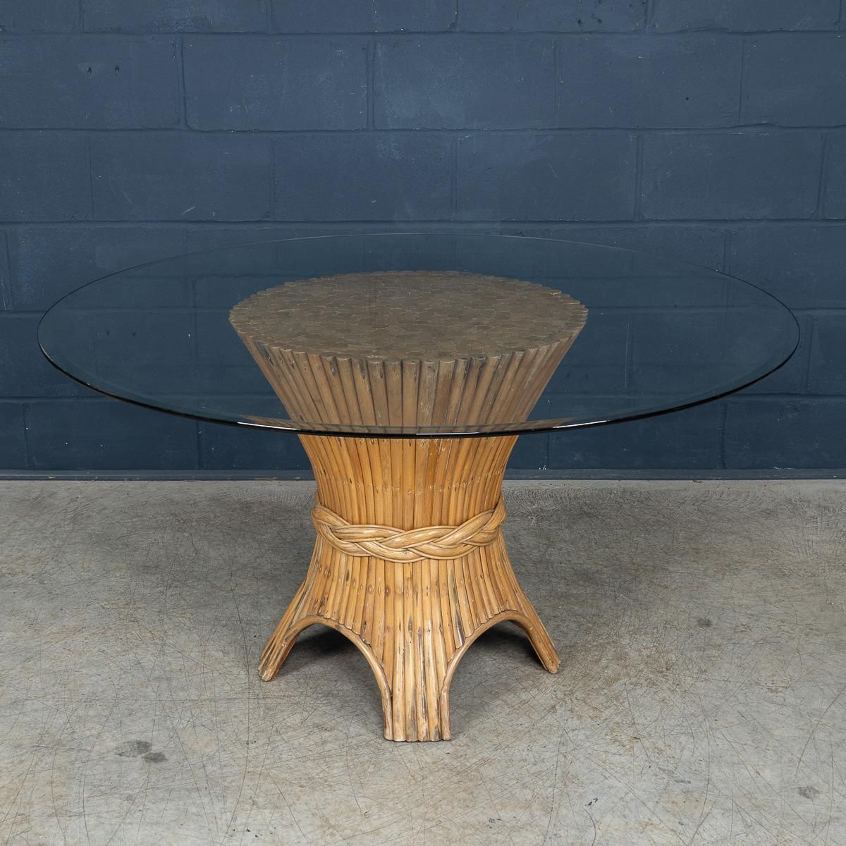 Stylish 20th Century "Sheaf Of Wheat" Dining Table By Mcguire C.1970 photo furniture