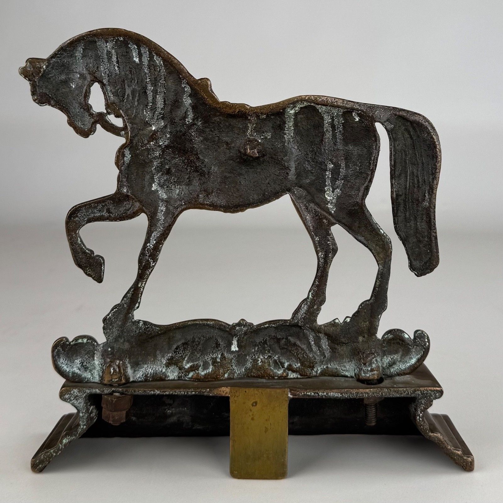Antique 19th Century Pair Of Brass Horse Shaped Doorstops photo 495.0
