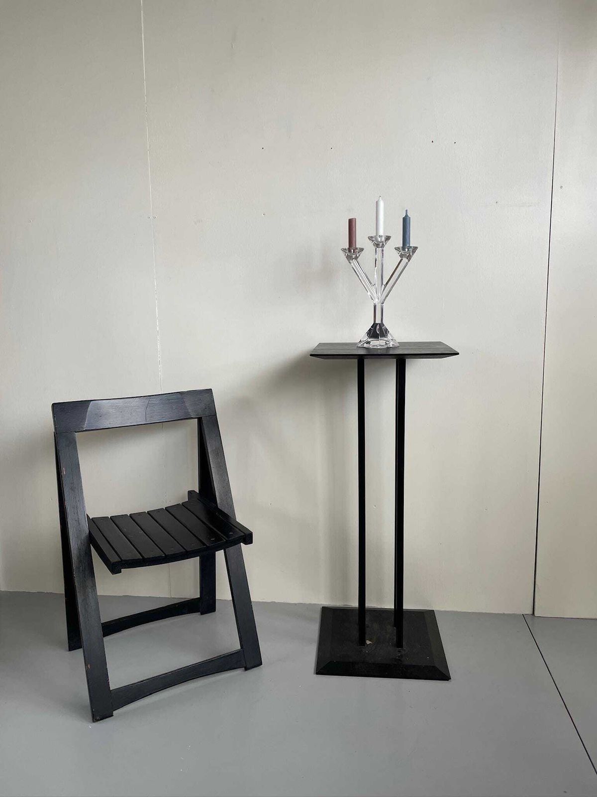Vintage Villeroy And Boch Crystal Glass Trio Angular Hollywood Regency Candlestick photo furniture