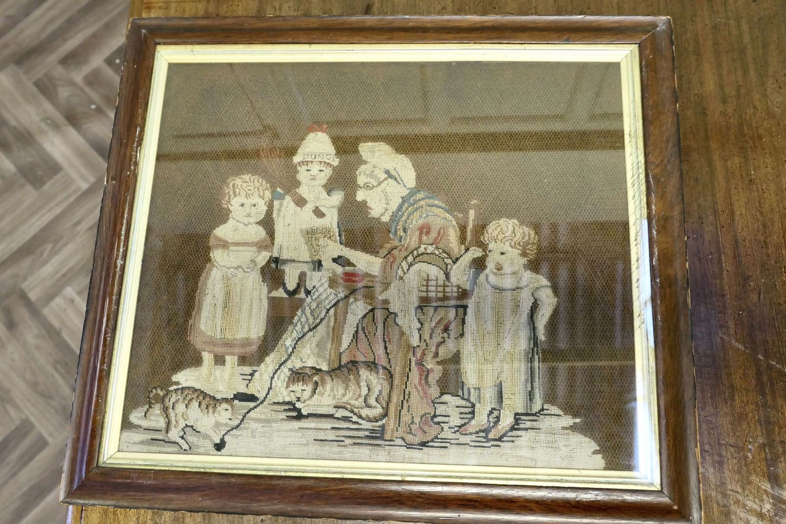 Early 19th Century English Wool Tapestry, “The School Room” photo furniture