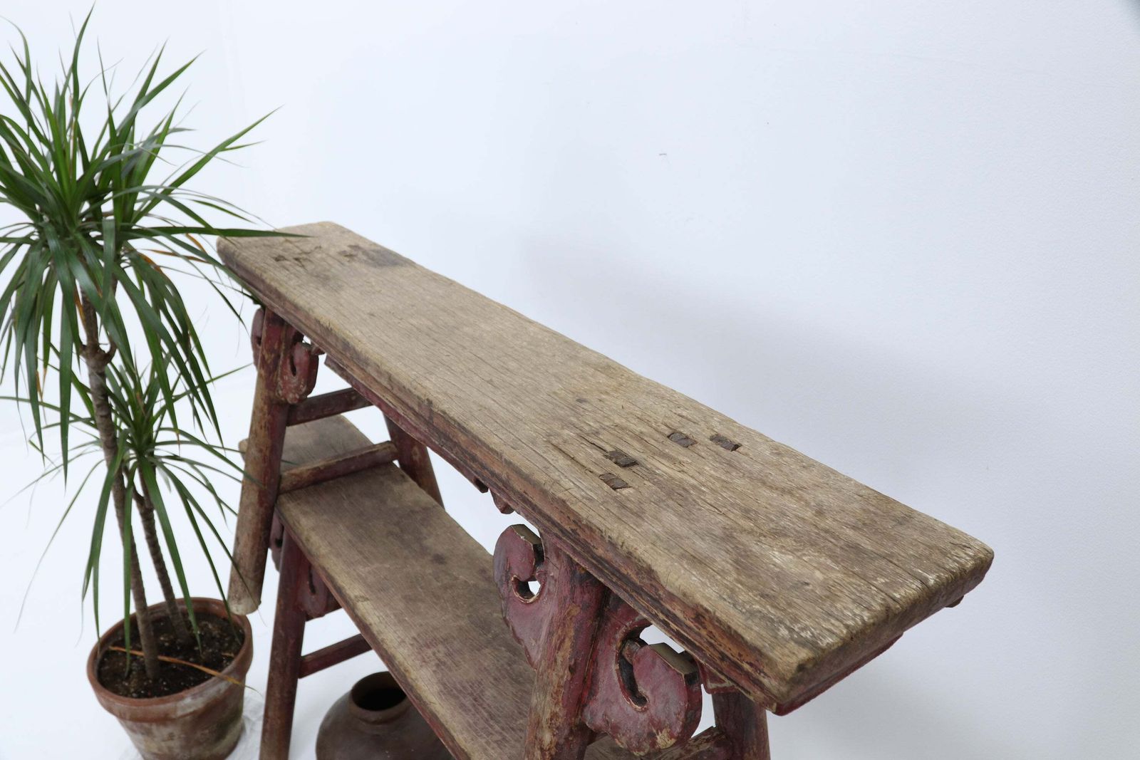 Mid 19th Century Pair Of Chinese Red Lacquered Spring Benches photo Furniture