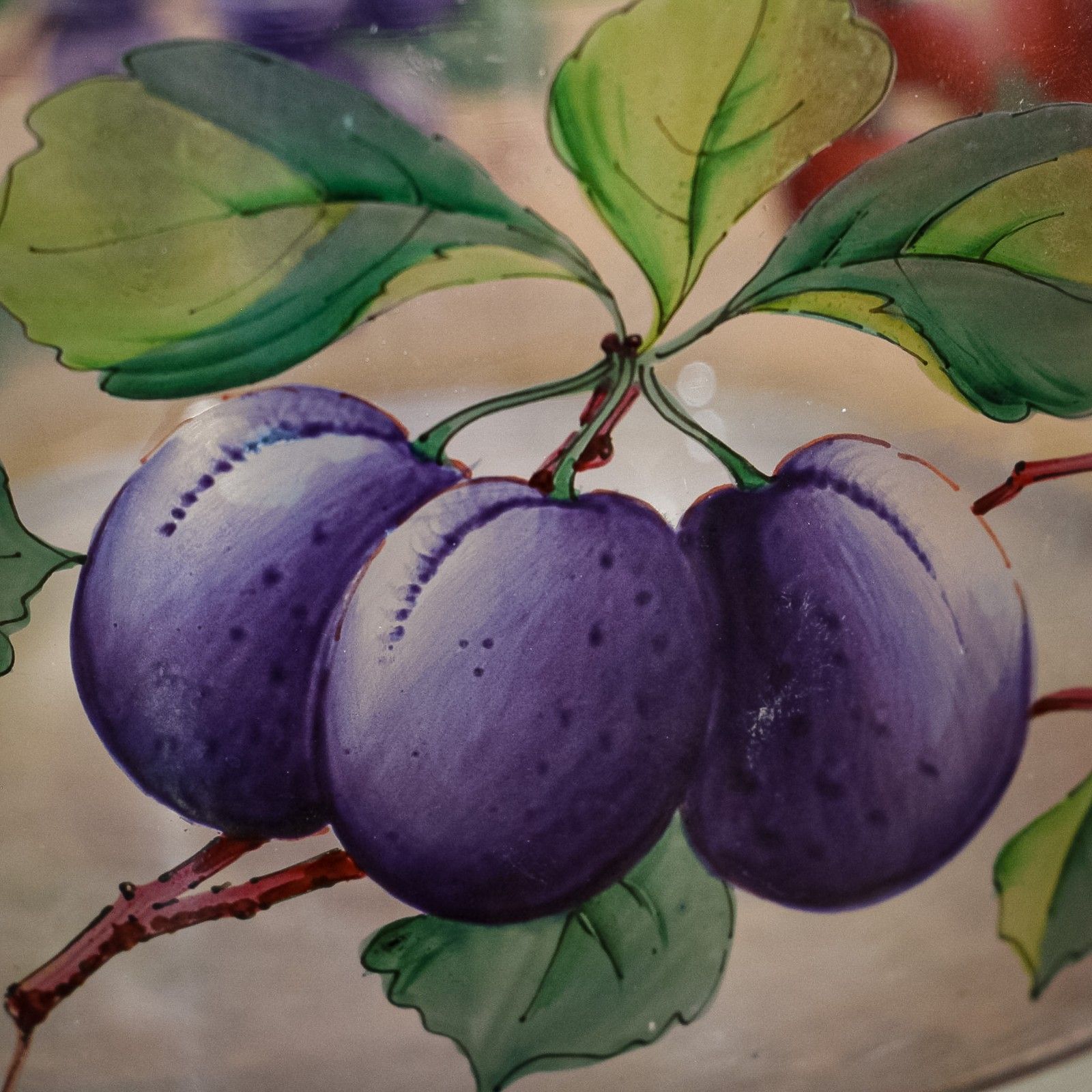 Webb Corbett Glass Bowl With Painted Fruit photo vinterior