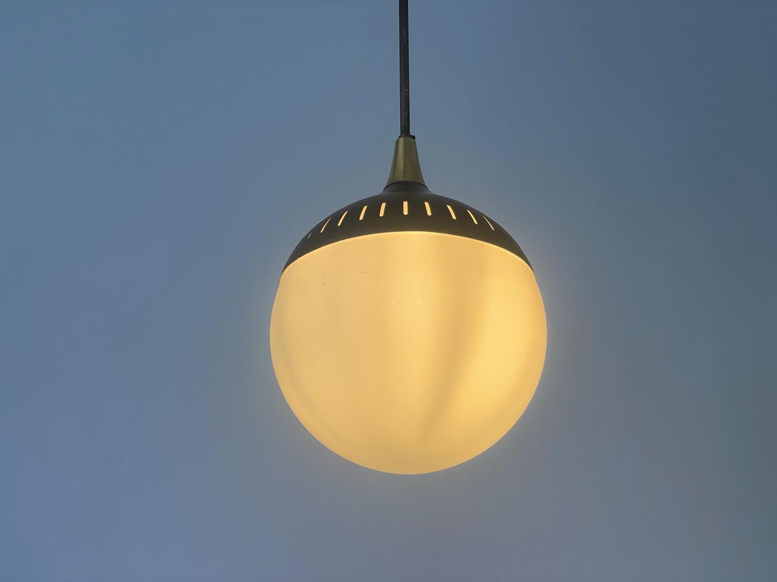 Black Metal And Glass Pendant Lamp, In Style Of Stilnovo, 1960s, Italy photo for sale