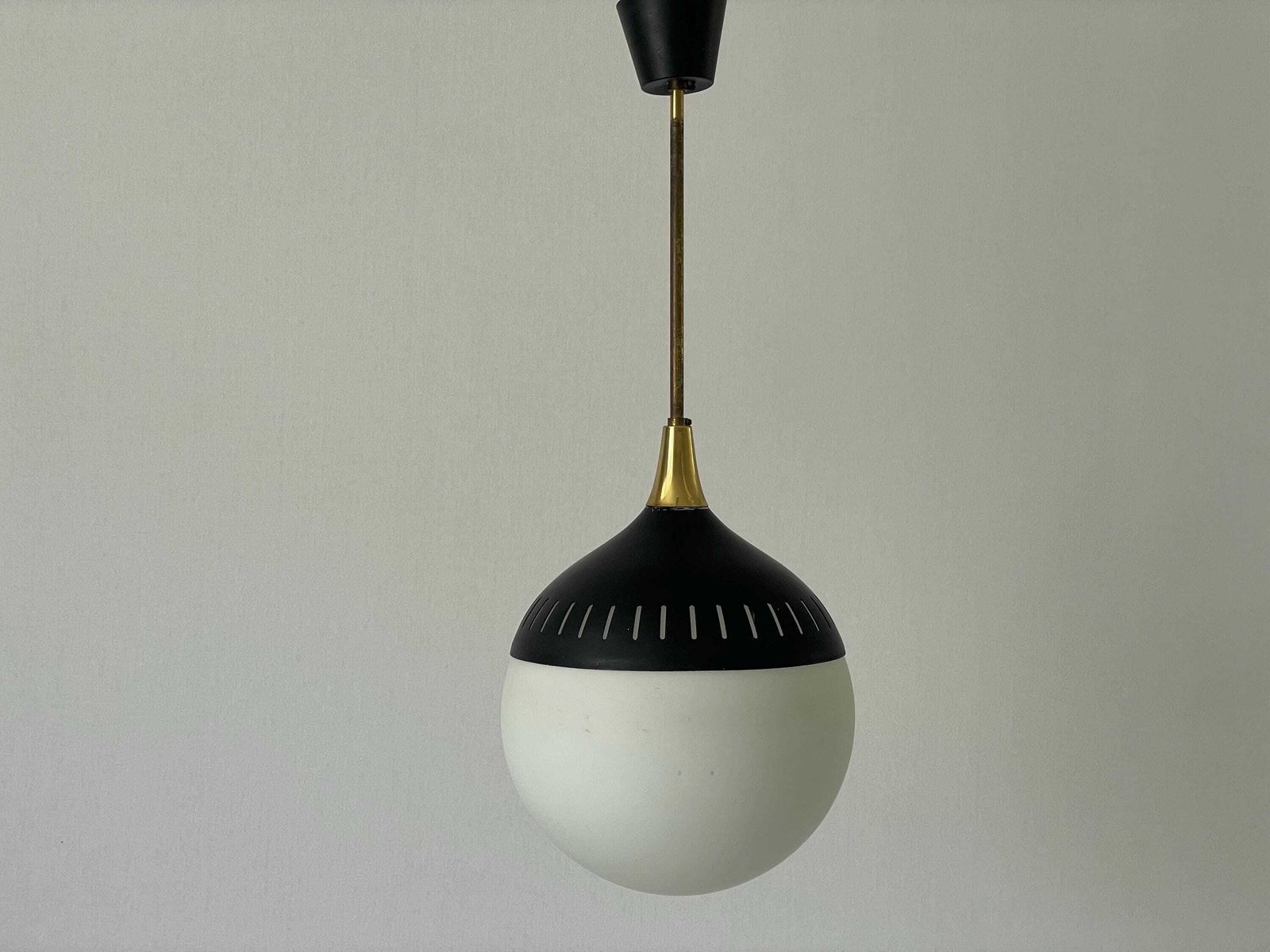 photo furniture Black Metal And Glass Pendant Lamp, In Style Of Stilnovo, 1960s, Italy