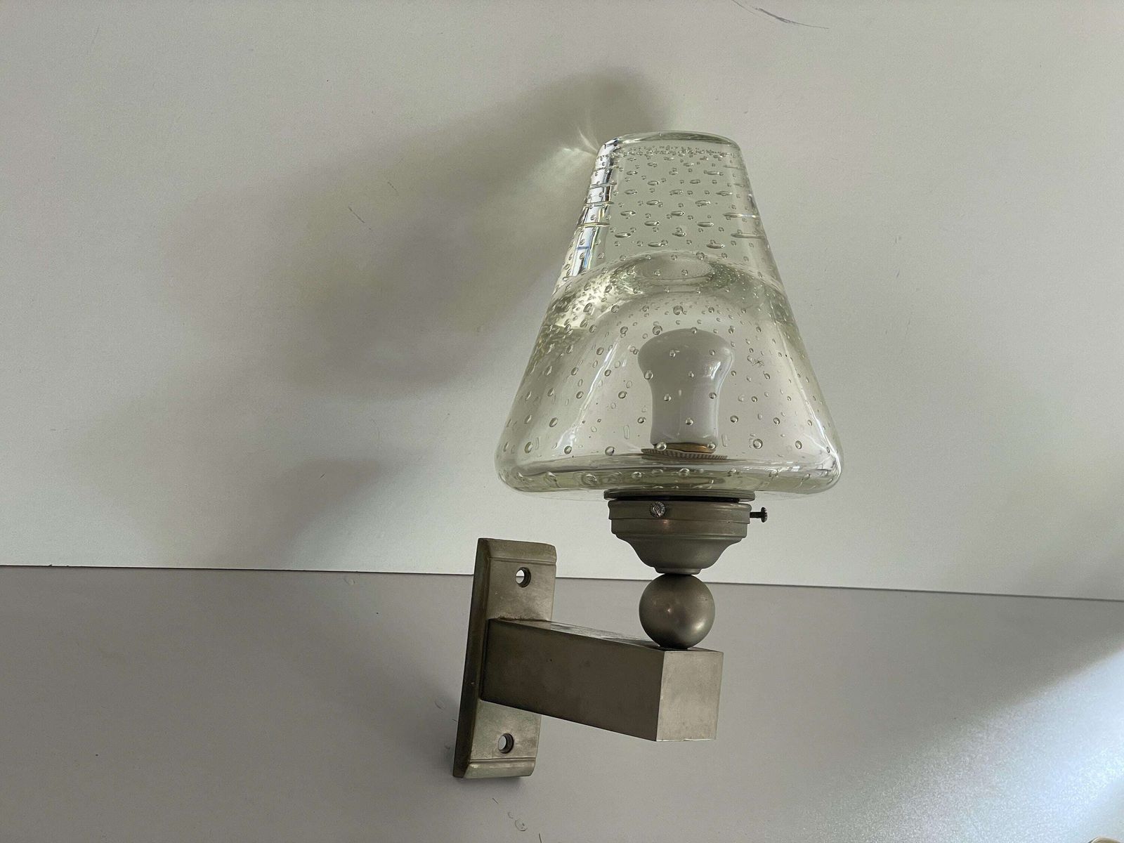 photo furniture Exclusive Italian Seguso Glass And Metal Luxurious Wall Lamp, 1950s, Italy
