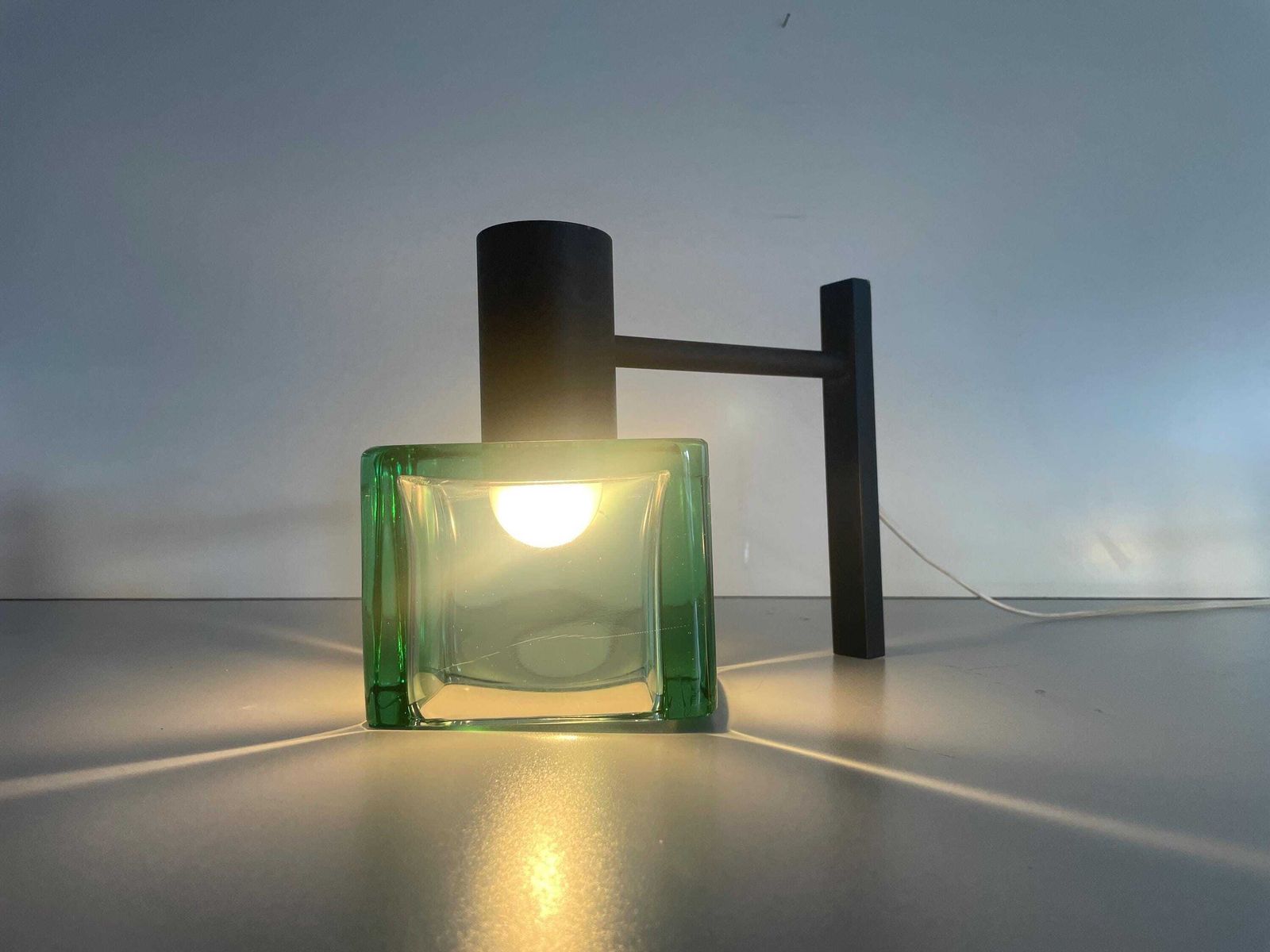 Exclusive Green Glass And Metal Wall Lamp By Seguso, 1950s, Italy