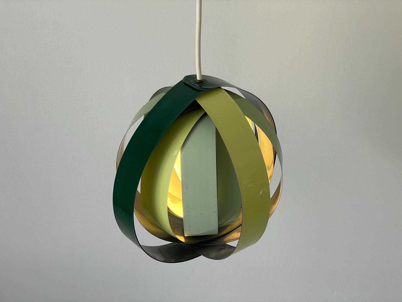 3 Tone Green Metal Pendant Lamp By Lamell Star Leuchten, 1960s, Germany