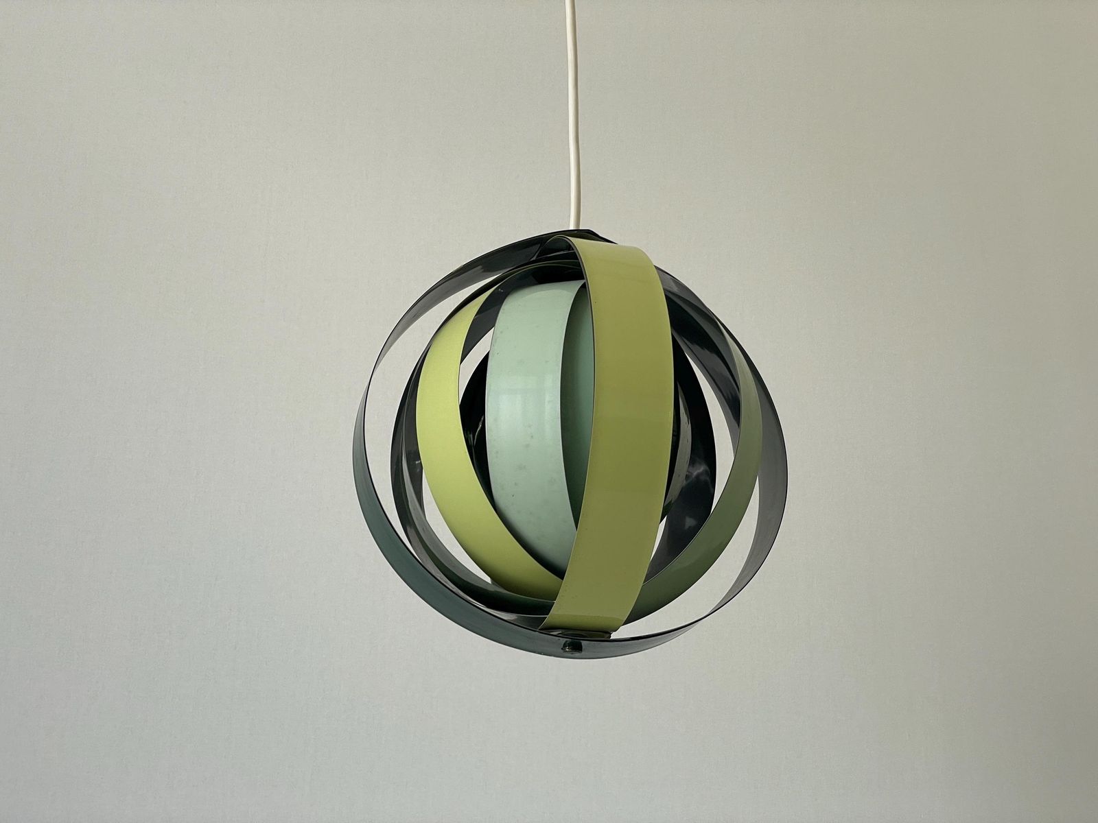 3 Tone Green Metal Pendant Lamp By Lamell Star Leuchten, 1960s, Germany photo for sale