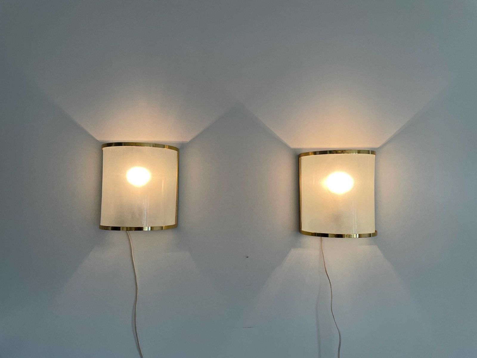 Brass And Glass Exclusive Pair Of Sconces By San Juan Despi Barcelona By S.A. Metalarte, 1960s, Spain photo for sale