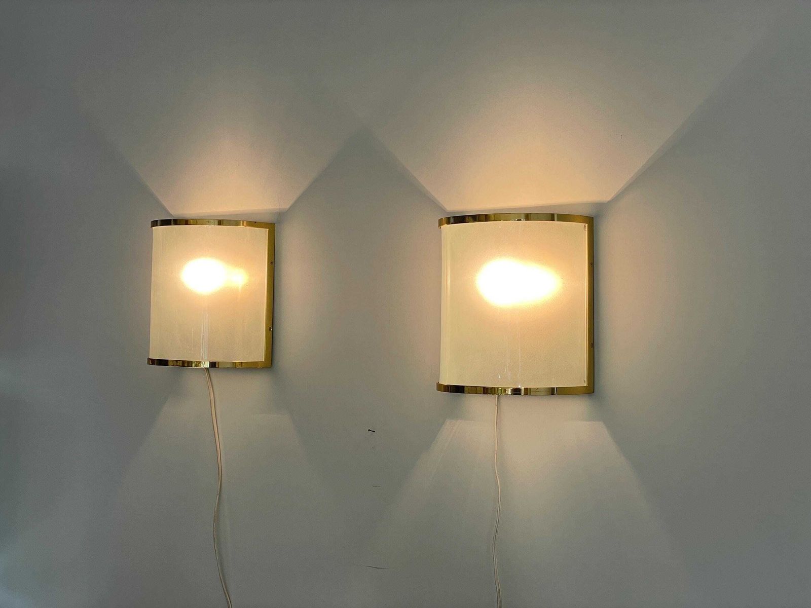 Brass And Glass Exclusive Pair Of Sconces By San Juan Despi Barcelona By S.A. Metalarte, 1960s, Spain photo Lighting