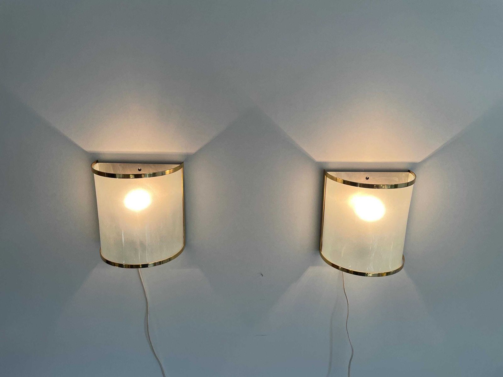 photo furniture Brass And Glass Exclusive Pair Of Sconces By San Juan Despi Barcelona By S.A. Metalarte, 1960s, Spain