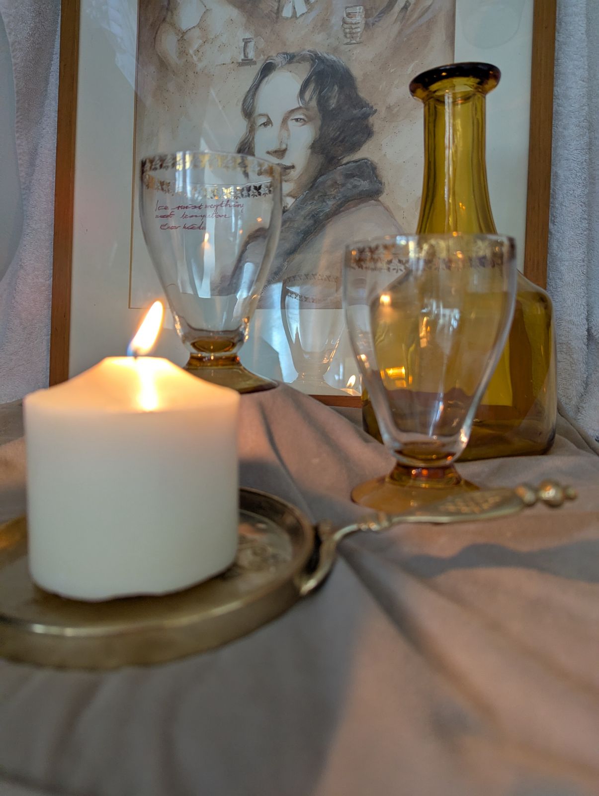 165.0 Oscar Wilde’s Emotional Geometry – Original Campion Artwork With Vintage Glass Salon Ensemble photo