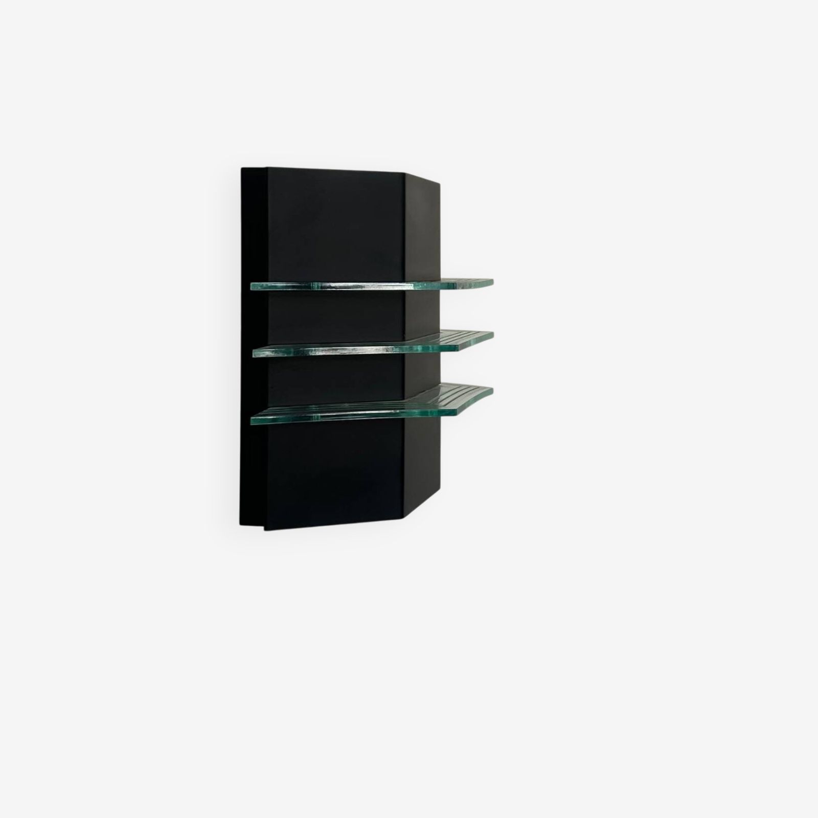 Vintage Black Metal And Glass Wall Lamp, France 1980