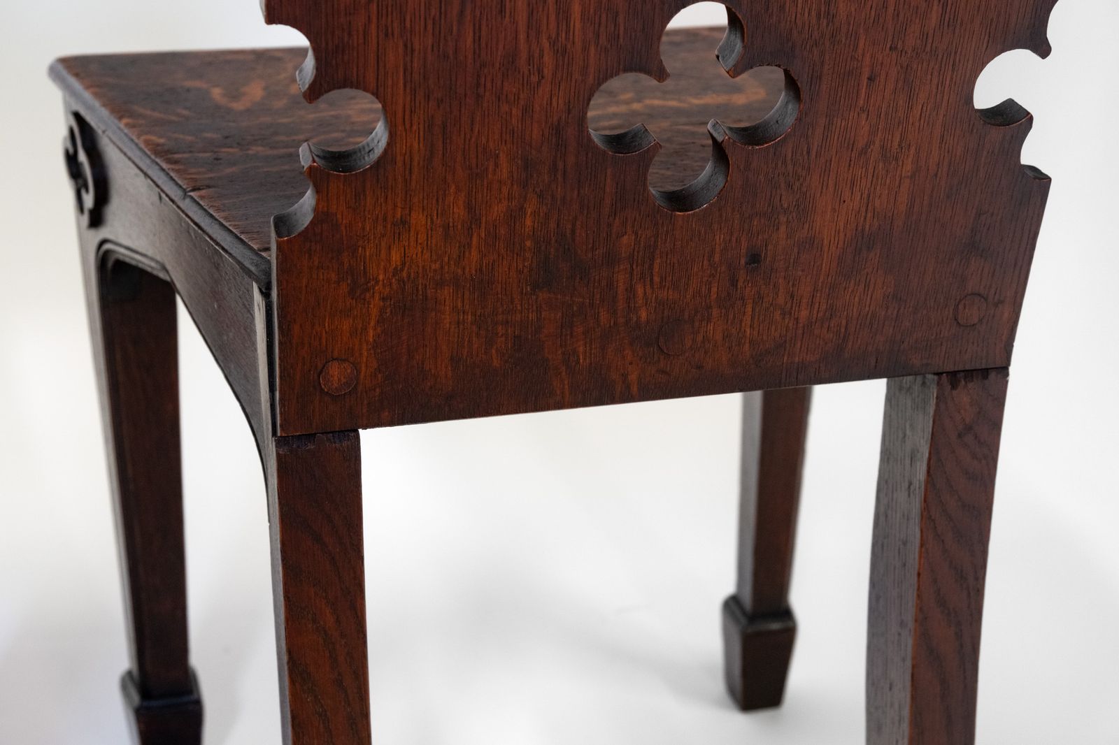 photo vintage Pair Of Regency Gothic Revival English Oak Hall Chairs Circa 1825