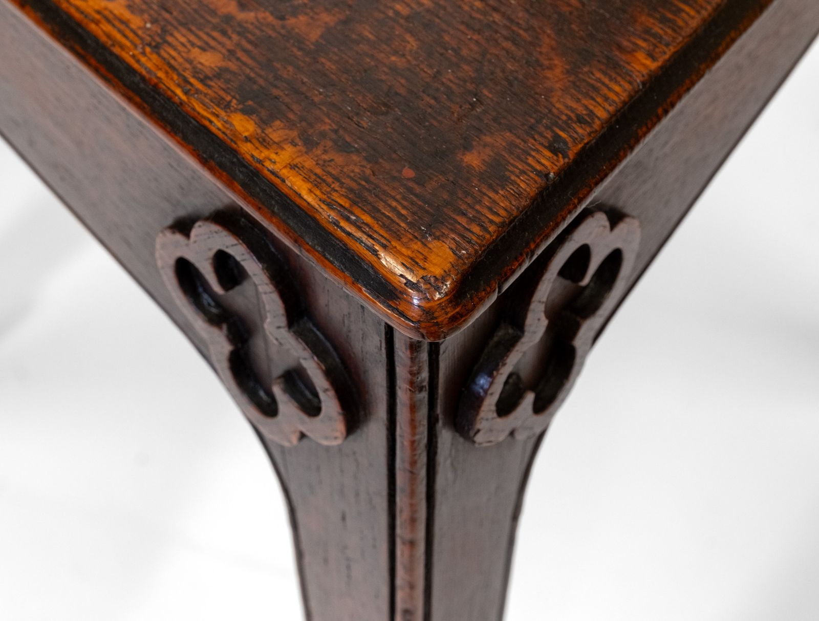 2750.0 Pair Of Regency Gothic Revival English Oak Hall Chairs Circa 1825 photo