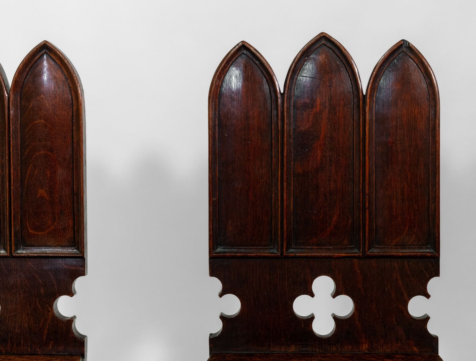 photo buy Pair Of Regency Gothic Revival English Oak Hall Chairs Circa 1825