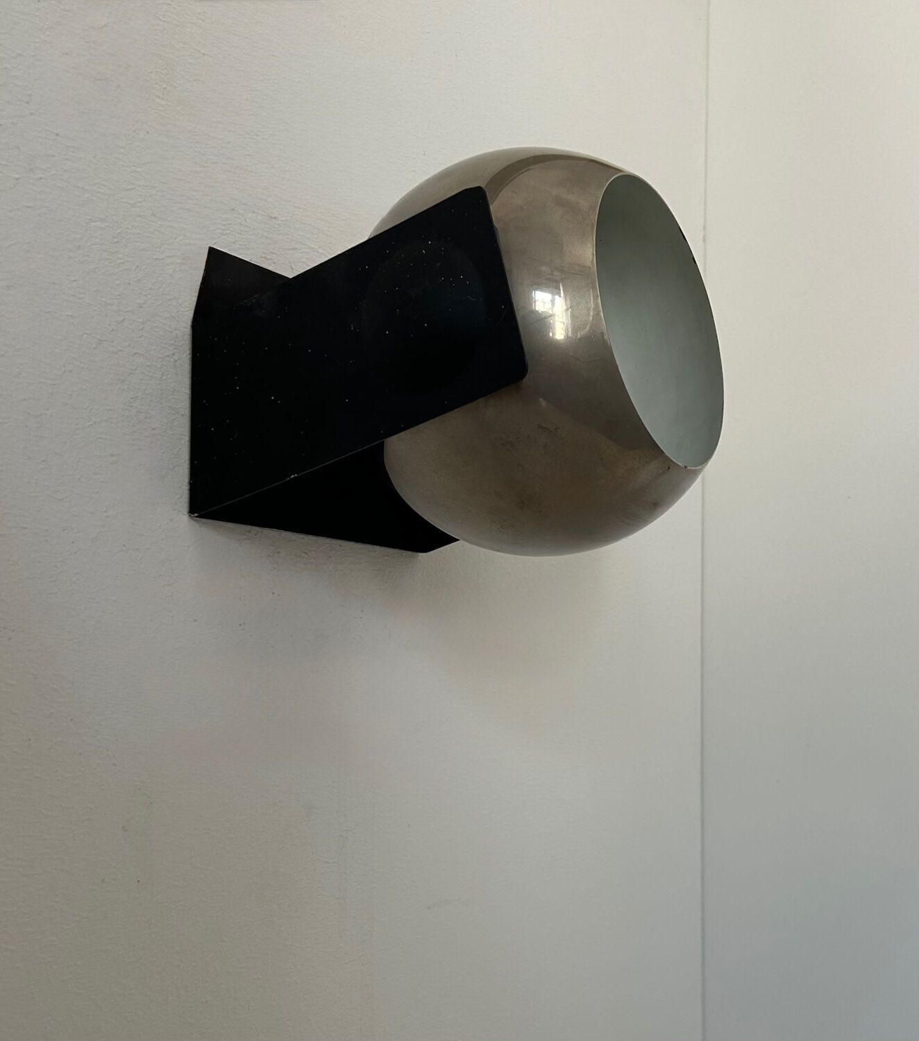 Pair Of Adjustable Wall Lights, Chrome And Matte Black Metal, France 1970 photo 433.0