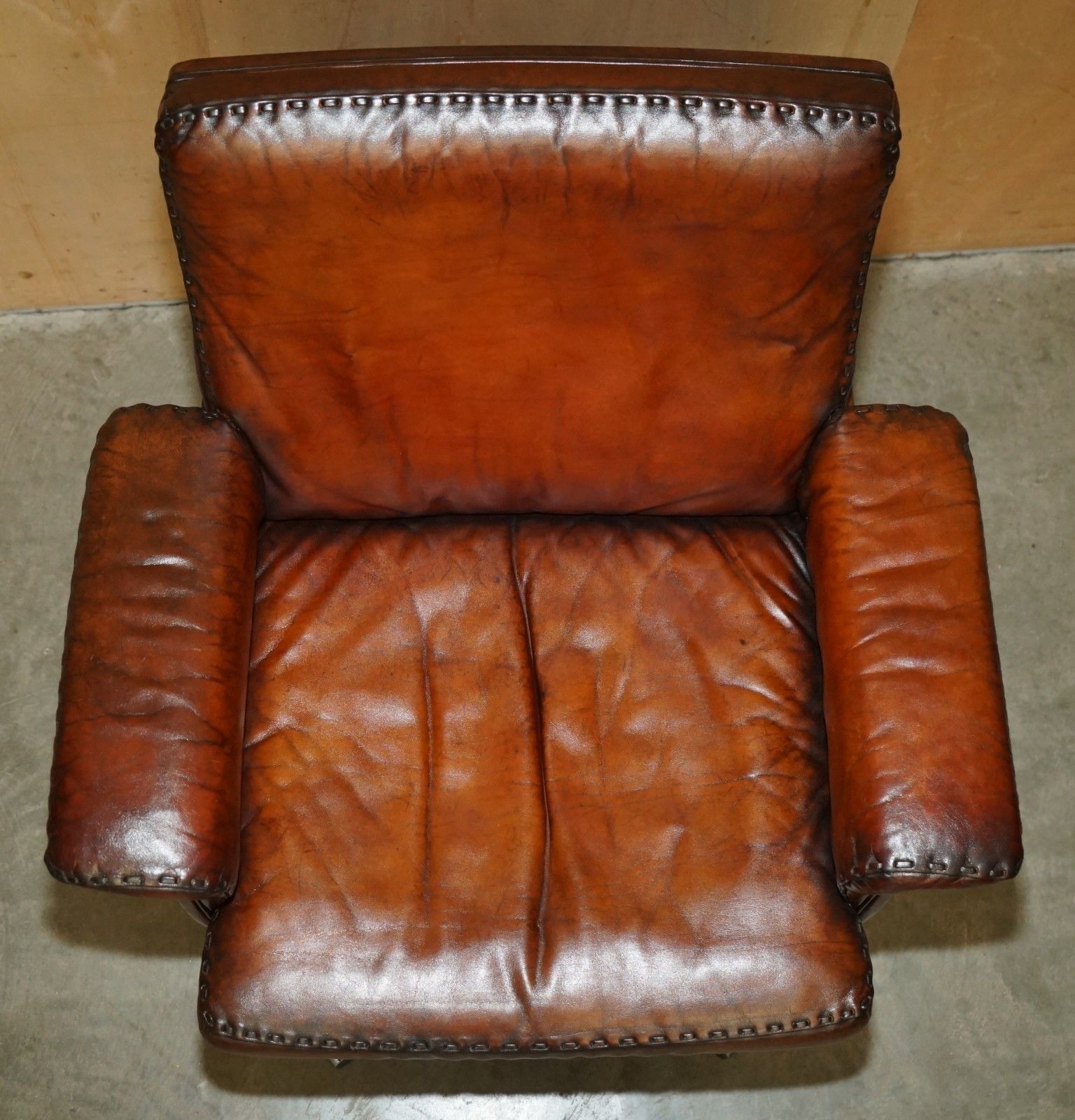 Restored Mid Century De Sede Ds35 Executive Swivel Directors Chair Brown Leather photo vinterior