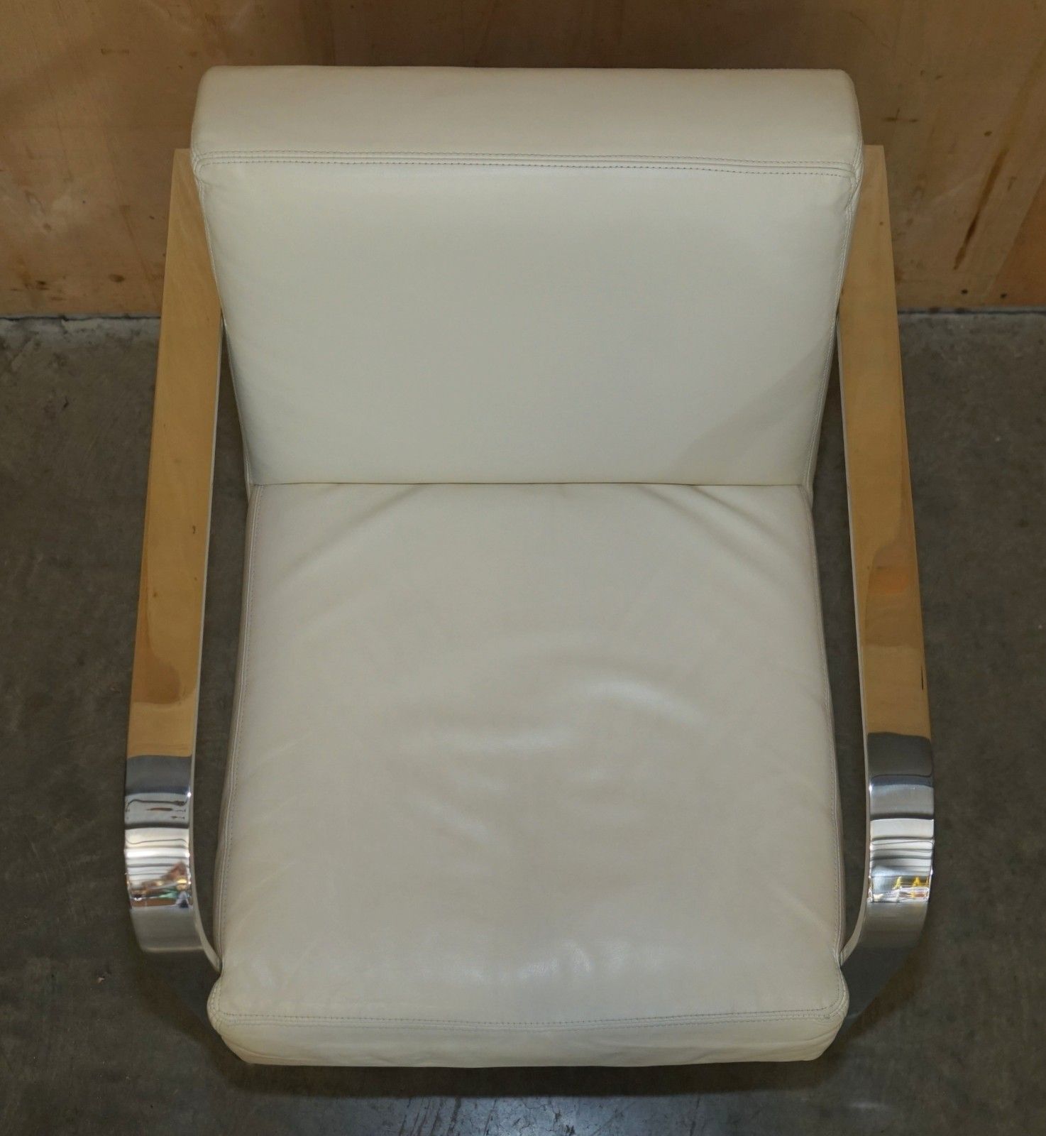 Ex Display Ralph Lauren Designer Modern Penthouse Chrome & Leather Armchair photo vinterior
