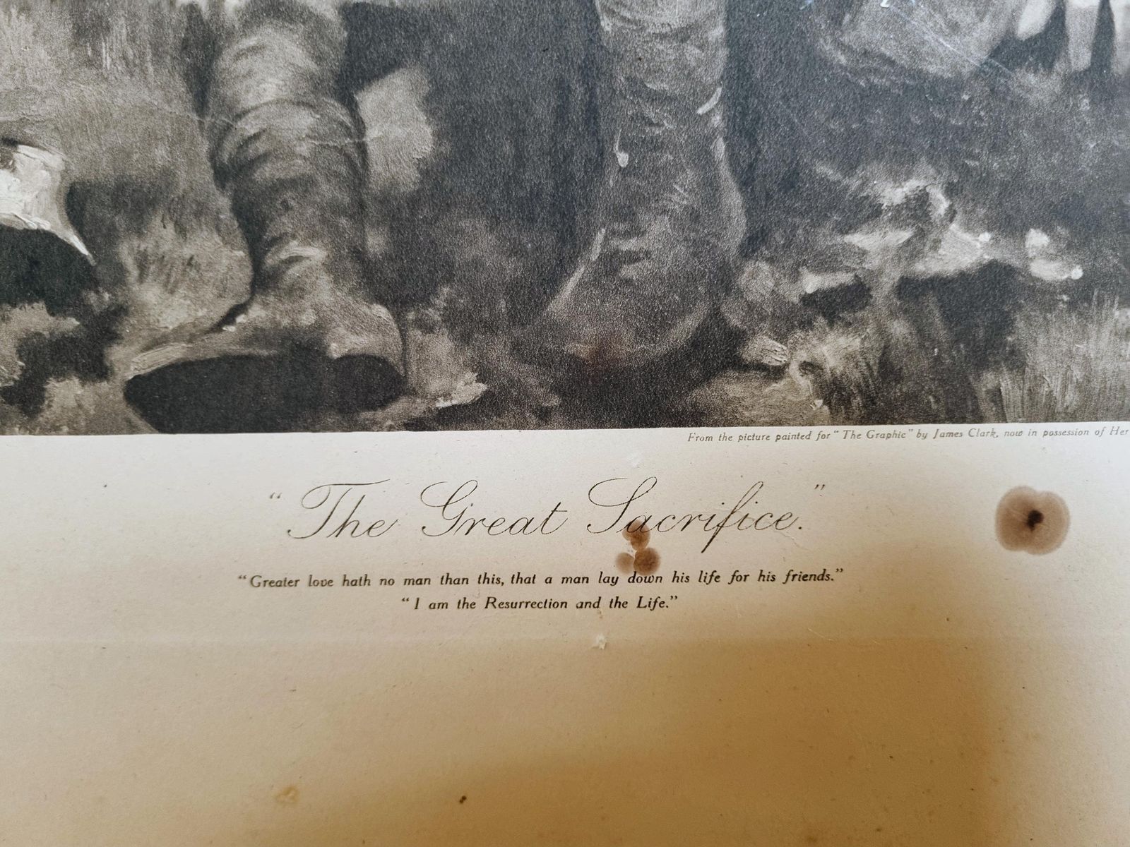 Ww1 The Great Sacrifice Antique Print, Soldier Militaria Collectible Picture, James Clark photo 290.0