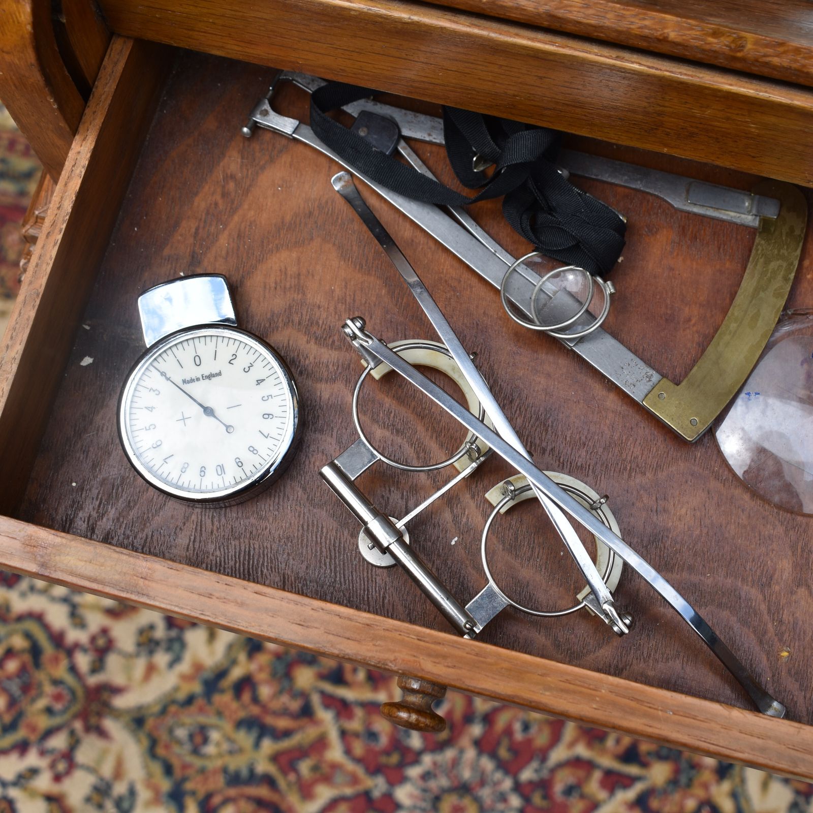 Antique 1900s Raphael's London Optometrist Opticians Tambour Fronted Oak Cabinet photo buy