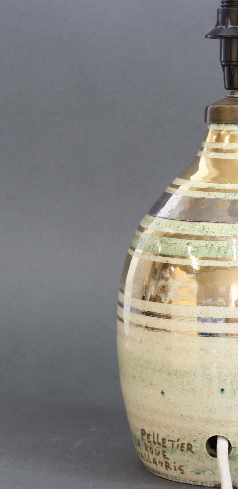 Lighting Vintage French Glazed Ceramic Table Lamp By Georges Pelletier For La Roue (Circa 1970s) photo