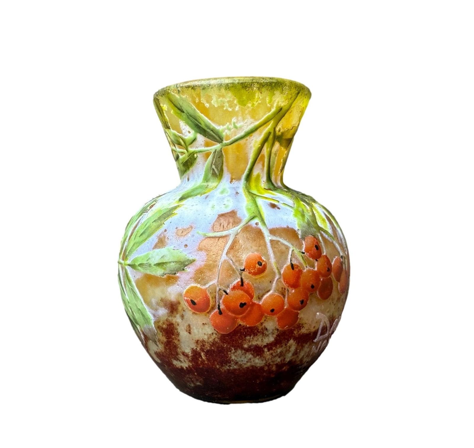 Daum Nancy Art Nouveau Vase, Bird Sorb Acid Decor Cameo Glass photo furniture
