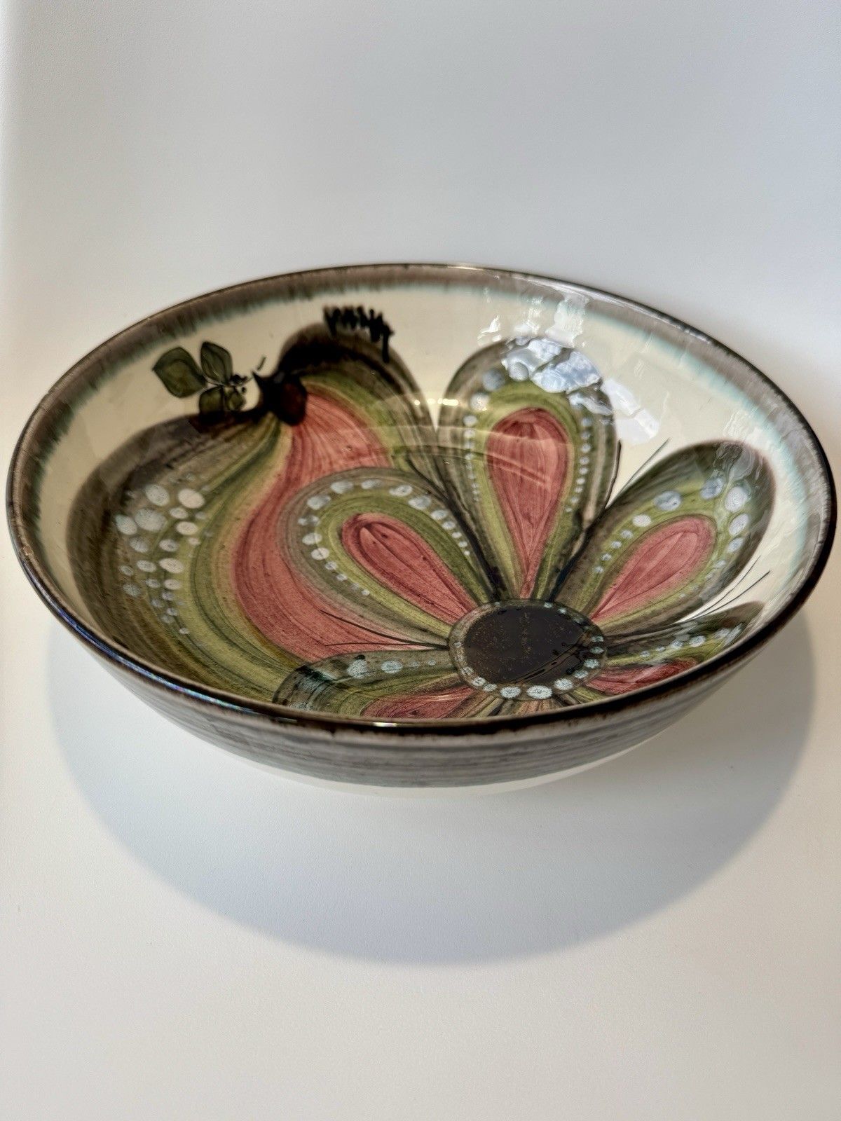 1960’s Willy Steinlin From St. Gallen, Ceramic Bowl With Flamboyant Bird Design photo buy