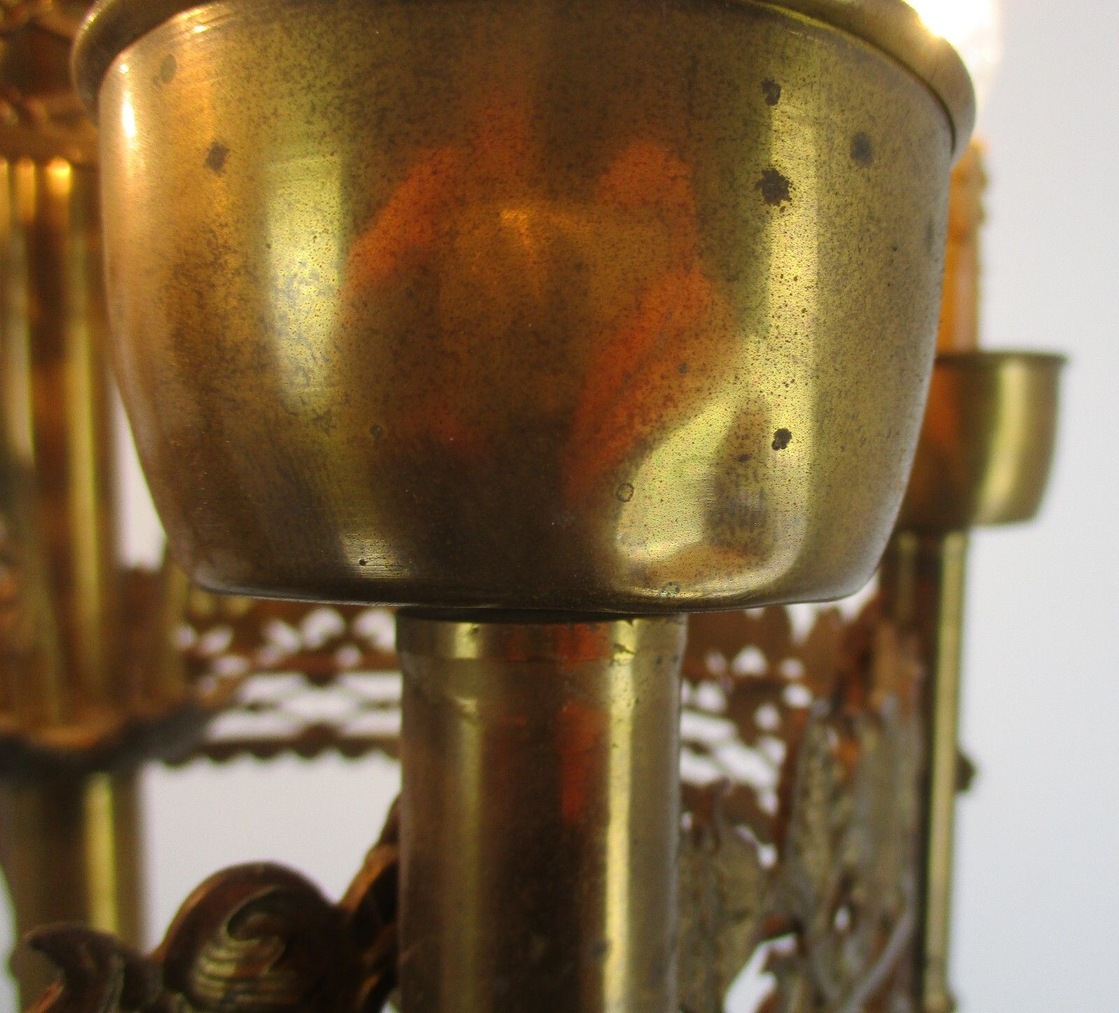 photo for sale Gothic Ornate Brass 9 Arms Lights Chandelier Revival  Empire Impressive Antique