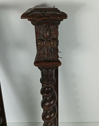 Pair Of Wooden Ornate Reclaimed  Pillars Barley Twist Large  Antique Salvaged Ar photo vintage