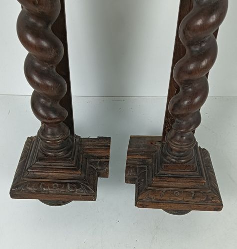 photo furniture Pair Of Wooden Ornate Reclaimed  Pillars Barley Twist Large  Antique Salvaged Ar