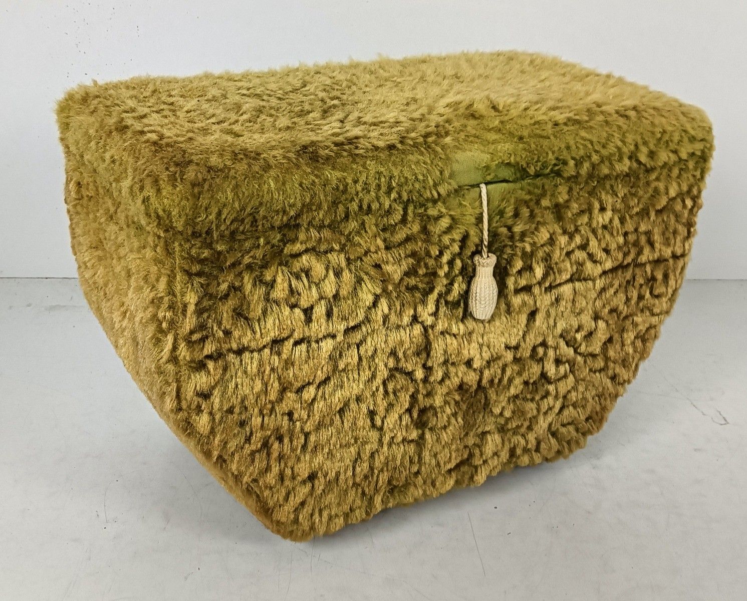 photo for sale Antique Sewing Box Basket Worker Green Fabric White Plastic Quilting Knitting St
