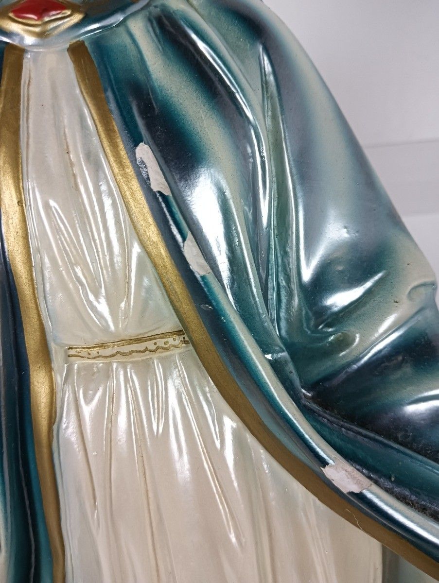 Large Plaster Statue Virgin Mary Open Arms Polychrome Our Lady Of Columbia Vinta photo vinterior