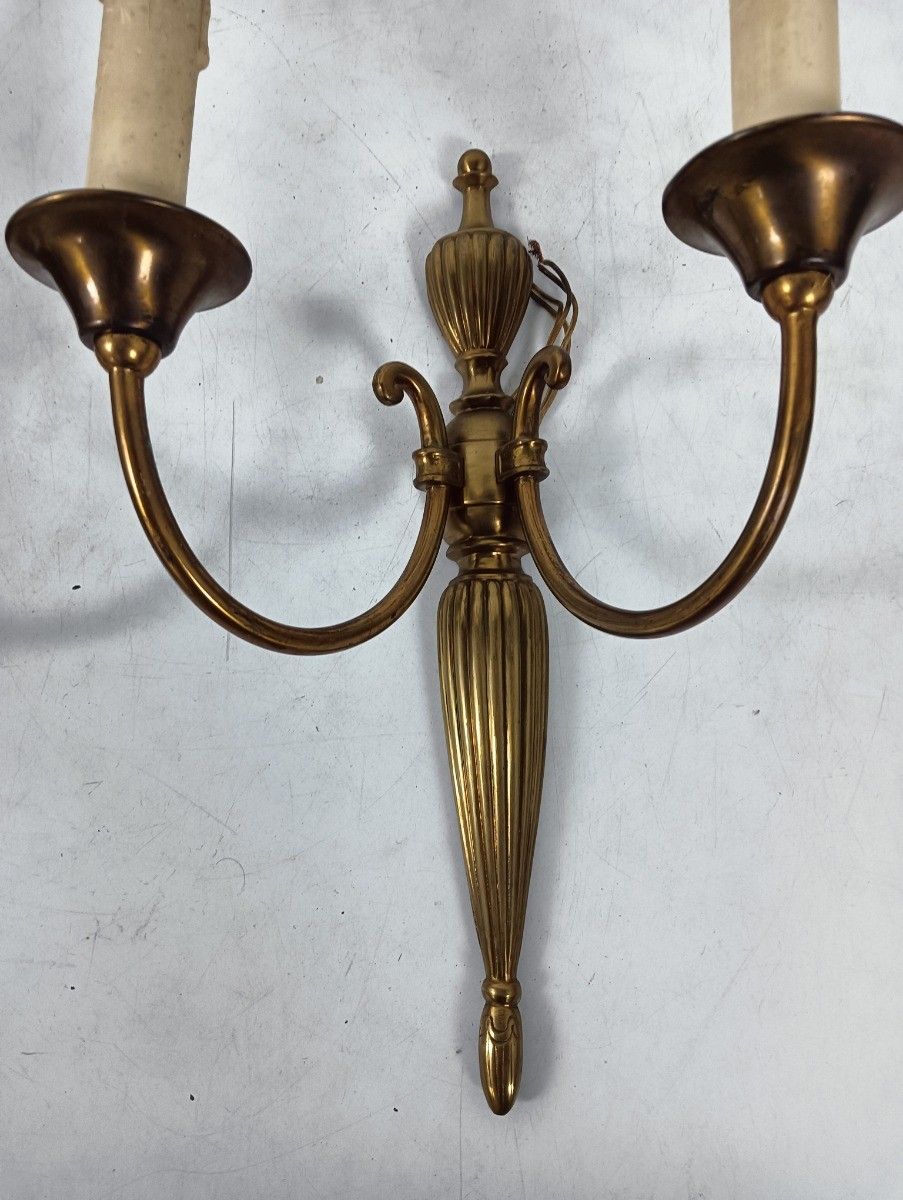 photo furniture Set Of 4 Double Wall Sconces Light Wall Hanging Ornate Brass  French Empire Styl