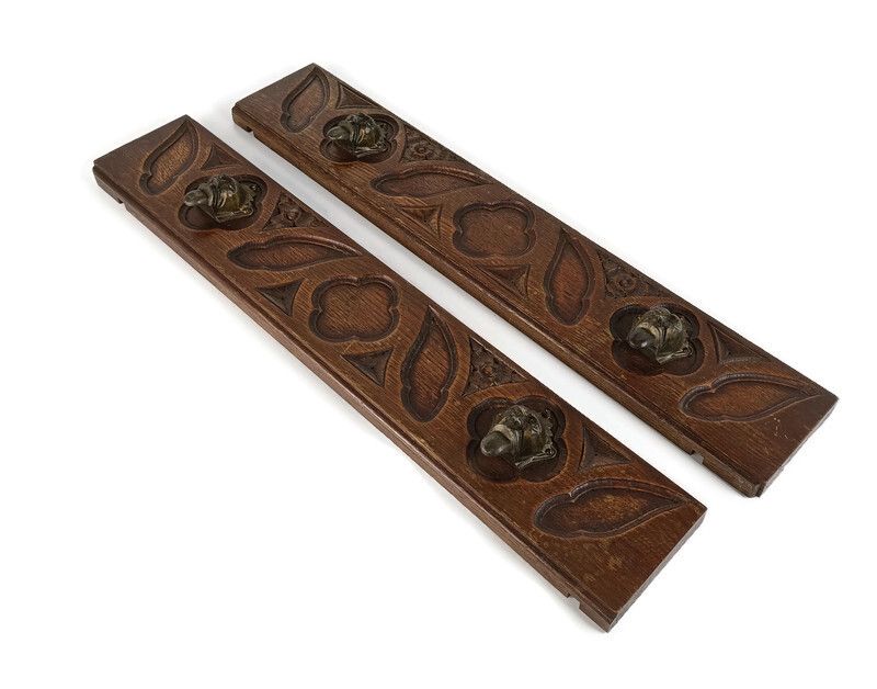 Antique Gargoyle Pair Corbels Hand Carved Wood  Architectural Reclaimed Trims Pa