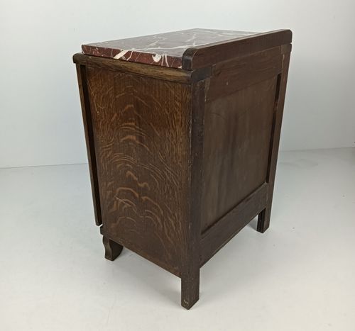 Art Deco Antique Nightstand End Table Wood Marble Top Cabinet Stylish photo Furniture