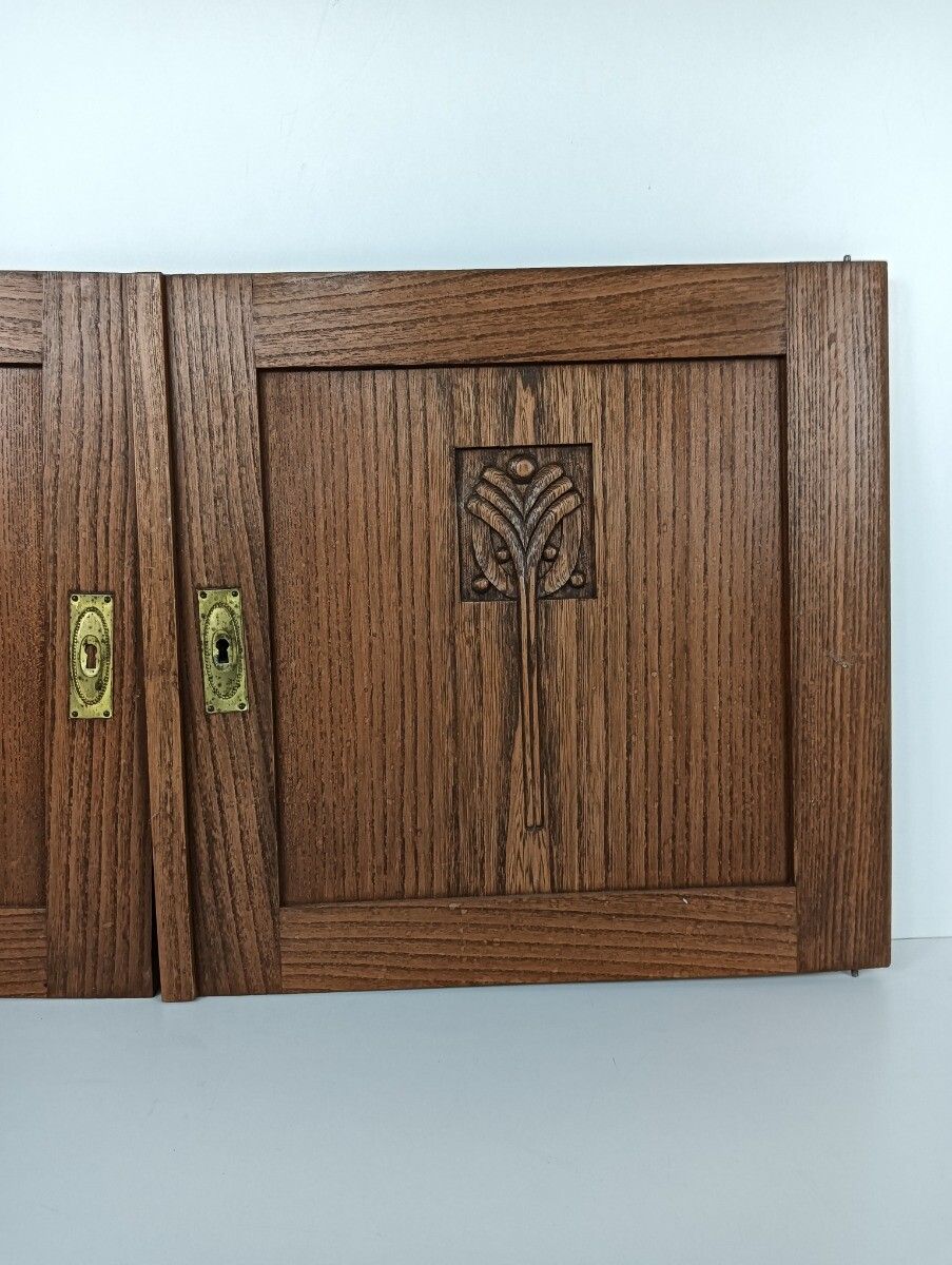 Antique  Art Deco Door Panels Couple  Hand Carved Architectural Salvaged Reclaim photo Home Fixtures