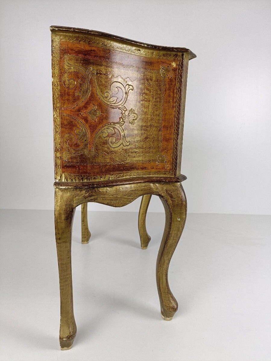 photo furniture Florentine Nightstand End Table Hall Cabinet Chest Of Drawers Gold Gilded Mid Ce