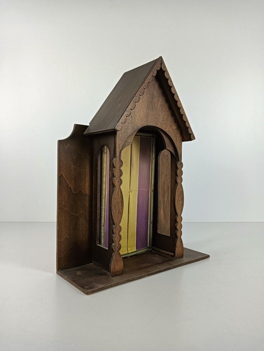 Hand Carved Wooden Chapel Niche For Statue  Standing Lovely Vintage Wood photo furniture