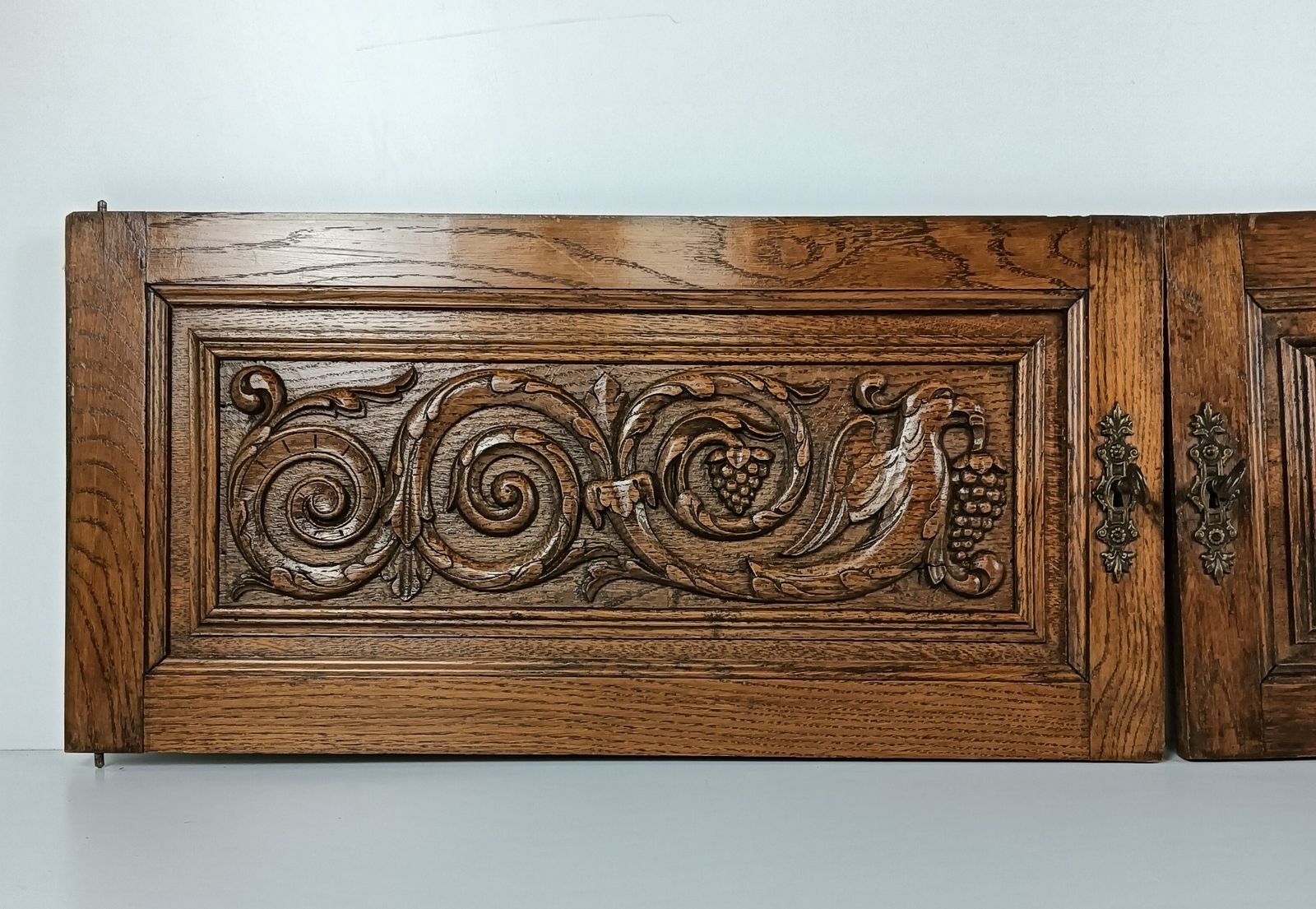 Pair Antique Door Panels Carved Wood Ornate Birds Of Paradise Architectural Recl photo buy